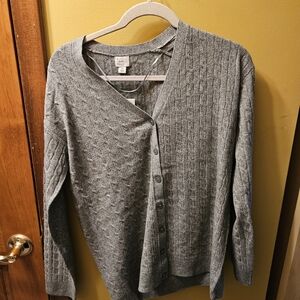 a new day Women's Gray Cable Knit Button Cardigan